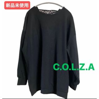 C.O.L.Z.A 長袖　カットソー　シャツ　ブラウス　バックリボン　レース　黒(カットソー(長袖/七分))