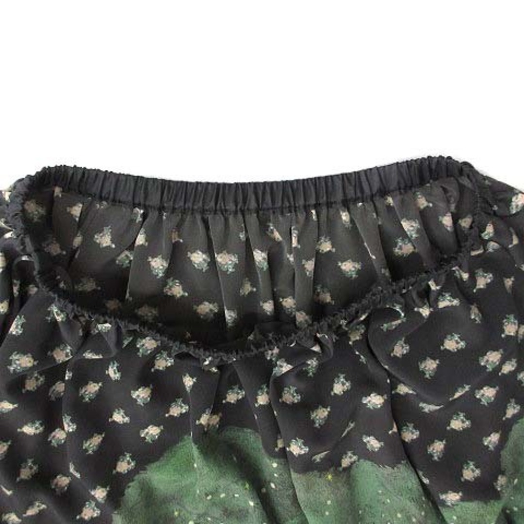 franche lippee(フランシュリッペ)のフランシュリッペ ピクニック ギャザー スカート リス うさぎ ブラック 黒 M レディースのスカート(ひざ丈スカート)の商品写真