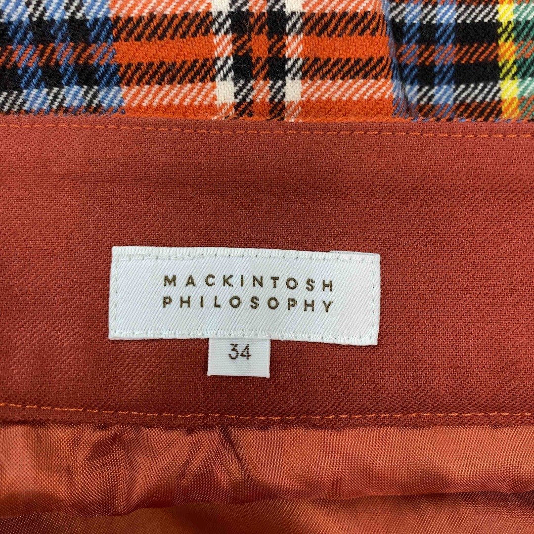 MACKINTOSH PHILOSOPHY マッキントッシュフィロソフィー レディース ひざ丈スカート　オレンジ　チェック柄 レディースのスカート(ひざ丈スカート)の商品写真