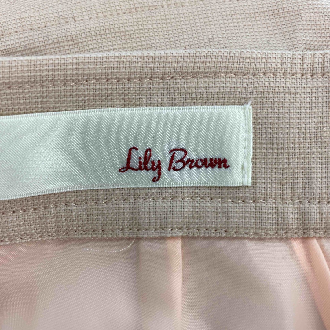 Lily Brown(リリーブラウン)のLily Brown リリーブラウン レディース ミニスカート　ベルト付き　麻混　裏地　フレア　台形　薄ピンク レディースのスカート(ミニスカート)の商品写真