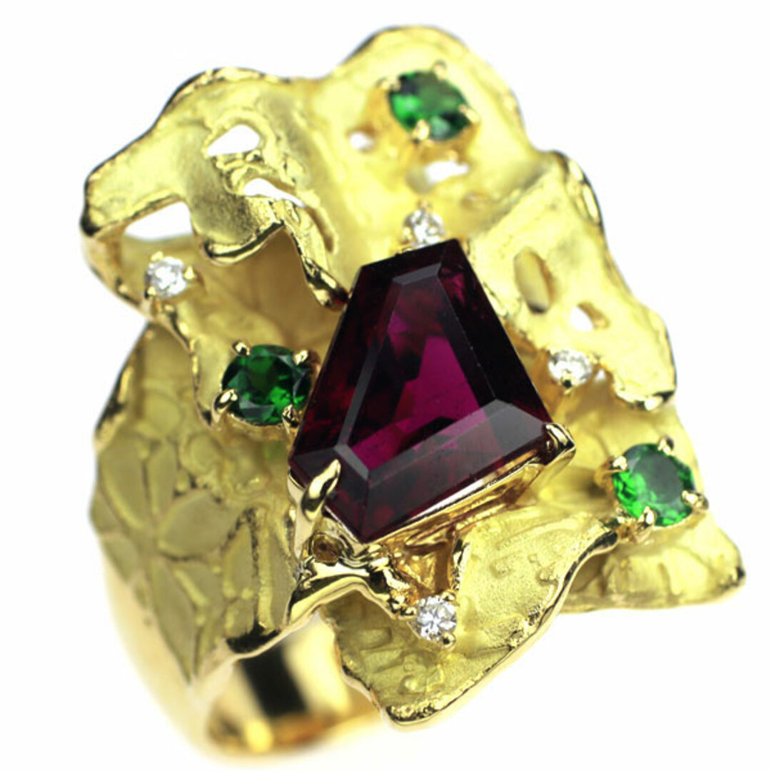 K18YG ルベライト ガーネット ダイヤモンド リング 3.12ct GG0.40ct D0.08ct レディースのアクセサリー(リング(指輪))の商品写真