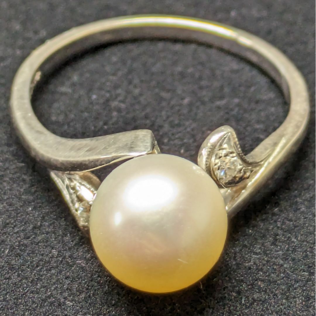 MIKIMOTO(ミキモト)の799 ミキモトパールダイヤリングK14WGホワイトゴールド15号 レディースのアクセサリー(リング(指輪))の商品写真