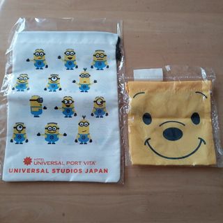 ユニバーサルスタジオジャパン(USJ)の巾着袋　USJ  ユニバーサルスタジオ・ジャパン　プーさん　2枚セット(キャラクターグッズ)