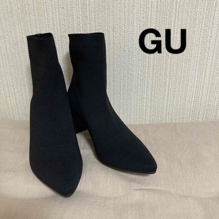 ジーユー(GU)の【新品】GU（ジーユー）ポインテッドニットブーツ 黒 S(ブーツ)