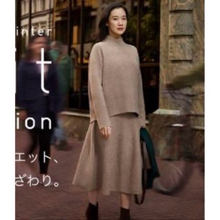 ユニクロ(UNIQLO)のユニクロ スフレヤーンニットスカート   ベージュ Mサイズ(ロングスカート)