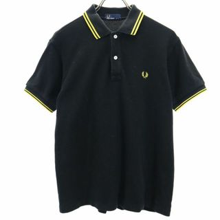 FRED PERRY - フレッドペリー 日本製 半袖 ポロシャツ M ブラック FRED PERRY 鹿の子 メンズ 古着 【240405】