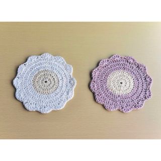 コースター　ハンドメイド　かぎ編み　花型　2枚セット(雑貨)