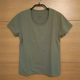 イマージュ(IMAGE)の【美品】IMAGE  Uネック半袖Tシャツ (カーキ S)(Tシャツ(半袖/袖なし))