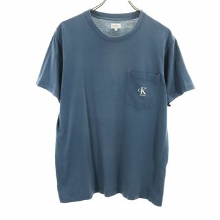 カルバンクライン(Calvin Klein)のカルバンクライン 半袖 Tシャツ M ネイビー Calvin Klein 胸ポケ ポケT メンズ 古着 【240405】 メール便可(Tシャツ/カットソー(半袖/袖なし))