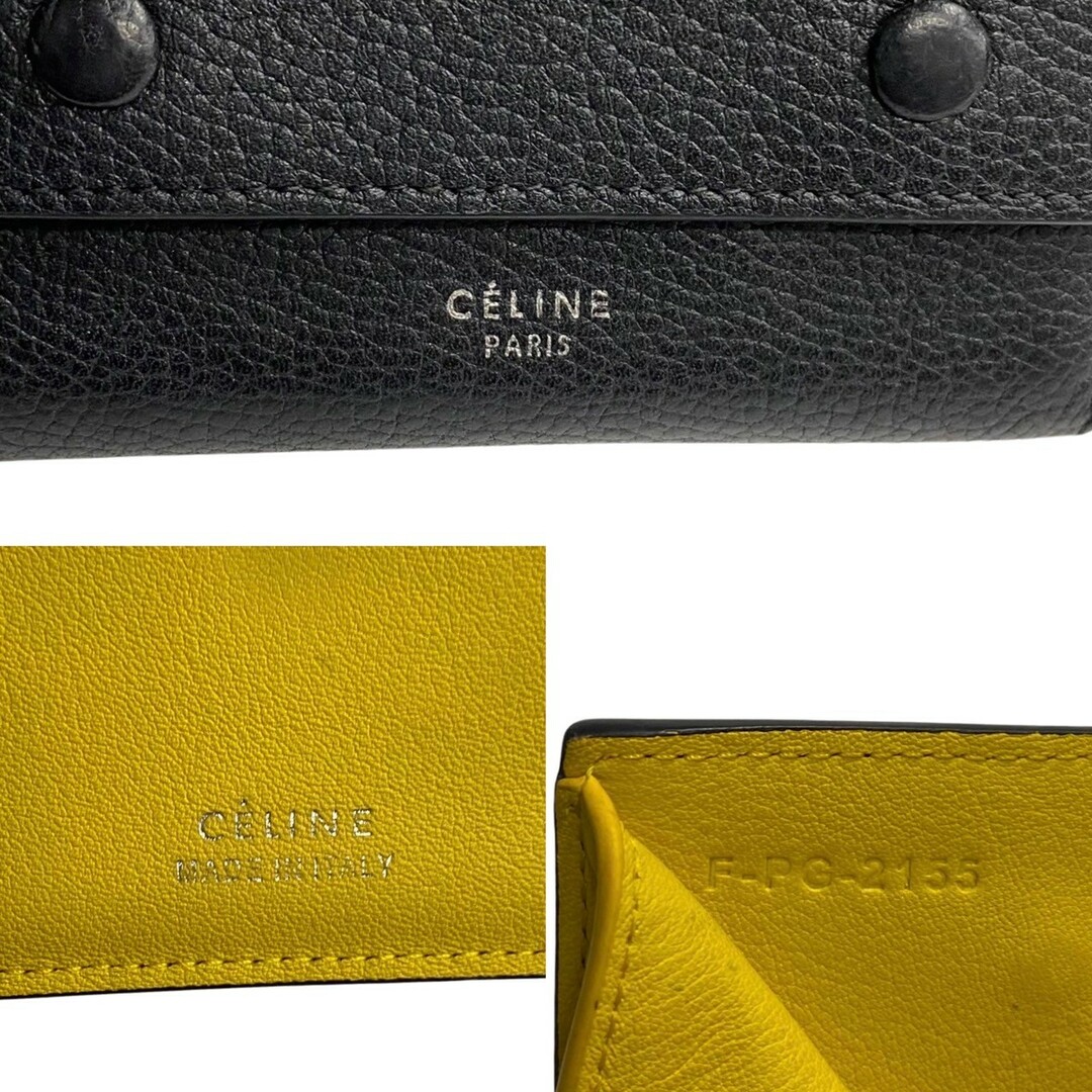 celine(セリーヌ)の極 美品 希少品 CELINE セリーヌ スモール フォールデッド マルチファンクション レザー 本革 三つ折り 財布 ウォレット ブラック 28642 レディースのファッション小物(財布)の商品写真