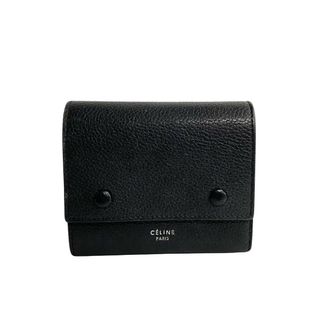 セリーヌ(celine)の極 美品 希少品 CELINE セリーヌ スモール フォールデッド マルチファンクション レザー 本革 三つ折り 財布 ウォレット ブラック 28642(財布)