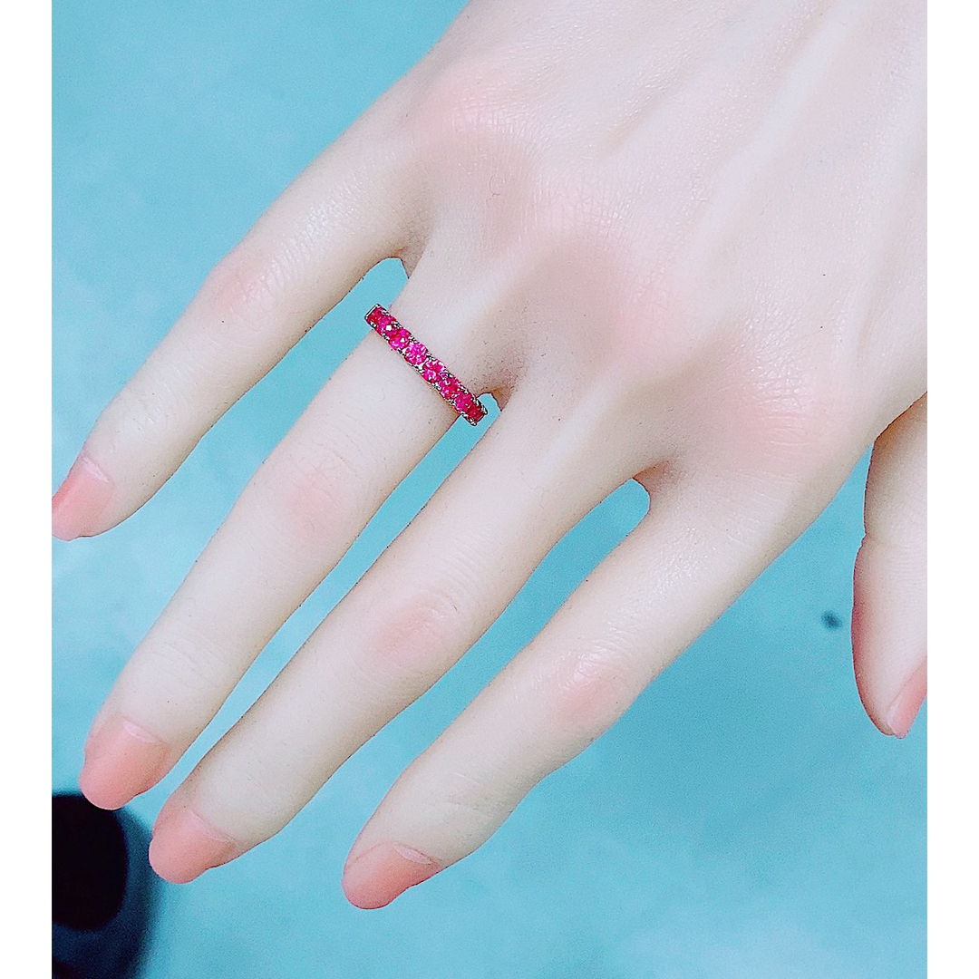 ★1.30ct★✨ルビープラチナハーフエタニティリング指輪 レディースのアクセサリー(リング(指輪))の商品写真