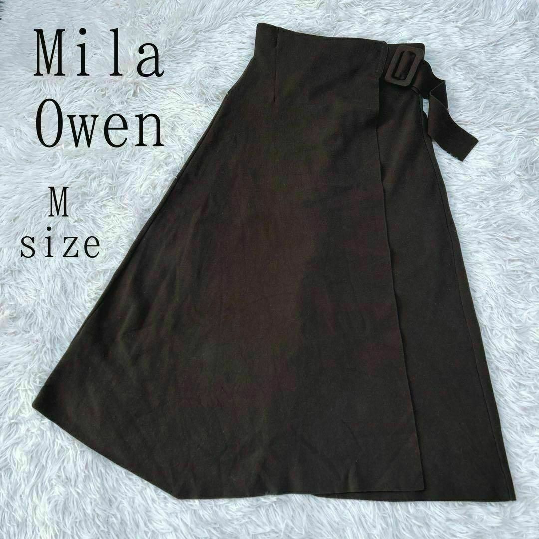 Mila Owen(ミラオーウェン)のMilaOwen ミラオーウェン コットン混ニットロング巻きスカート レディースのスカート(ロングスカート)の商品写真