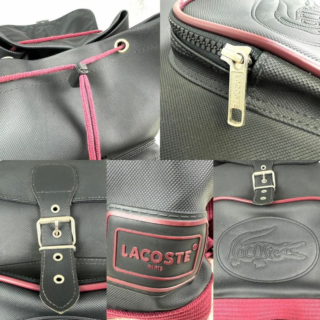 LACOSTE(ラコステ)の美品 ラコステ リュック 型押しビッグワニロゴ バイカラー グレー ピンク レディースのバッグ(リュック/バックパック)の商品写真