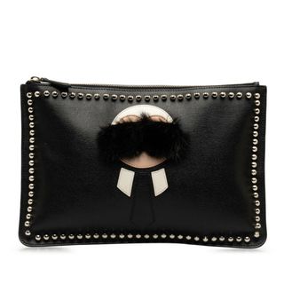 フェンディ(FENDI)の美品 フェンディ カールラガーフェルド クラッチバッグ 7N0078 52P レザー レディース FENDI 【228-43724】(クラッチバッグ)