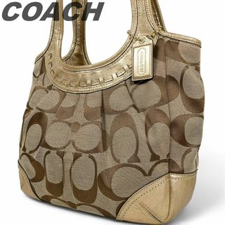 コーチ(COACH)のコーチ トートバッグ ショルダーバッグ 肩掛け ゴールド 金 ブラウン お出掛け(ショルダーバッグ)