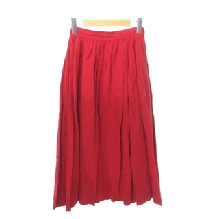 ユナイテッドアローズ リネンフレア ロング スカート 38 M 赤 ■052(ロングスカート)