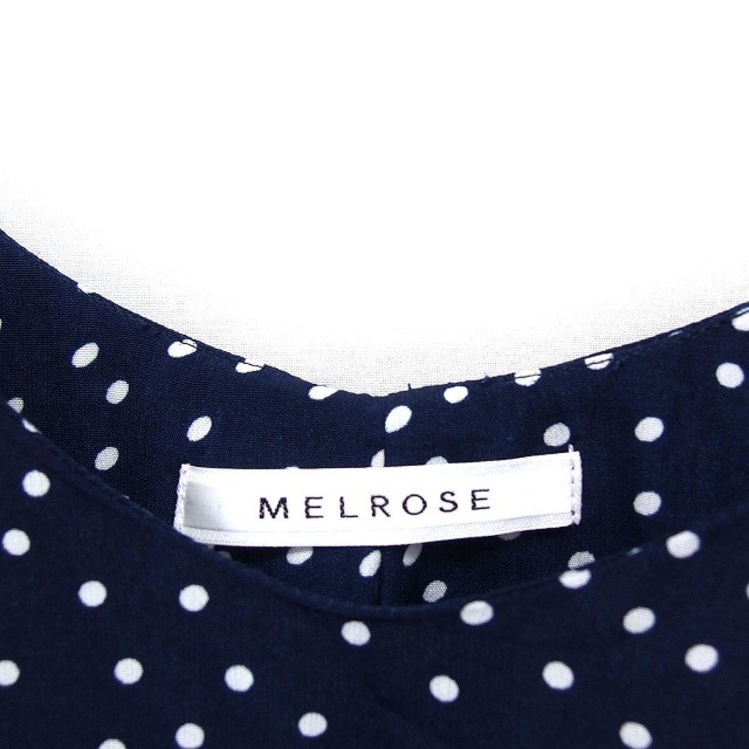 MELROSE(メルローズ)のメルローズ MELROSE ドット柄 キャミワンピース ロング丈 リボン 紺 レディースのワンピース(ロングワンピース/マキシワンピース)の商品写真