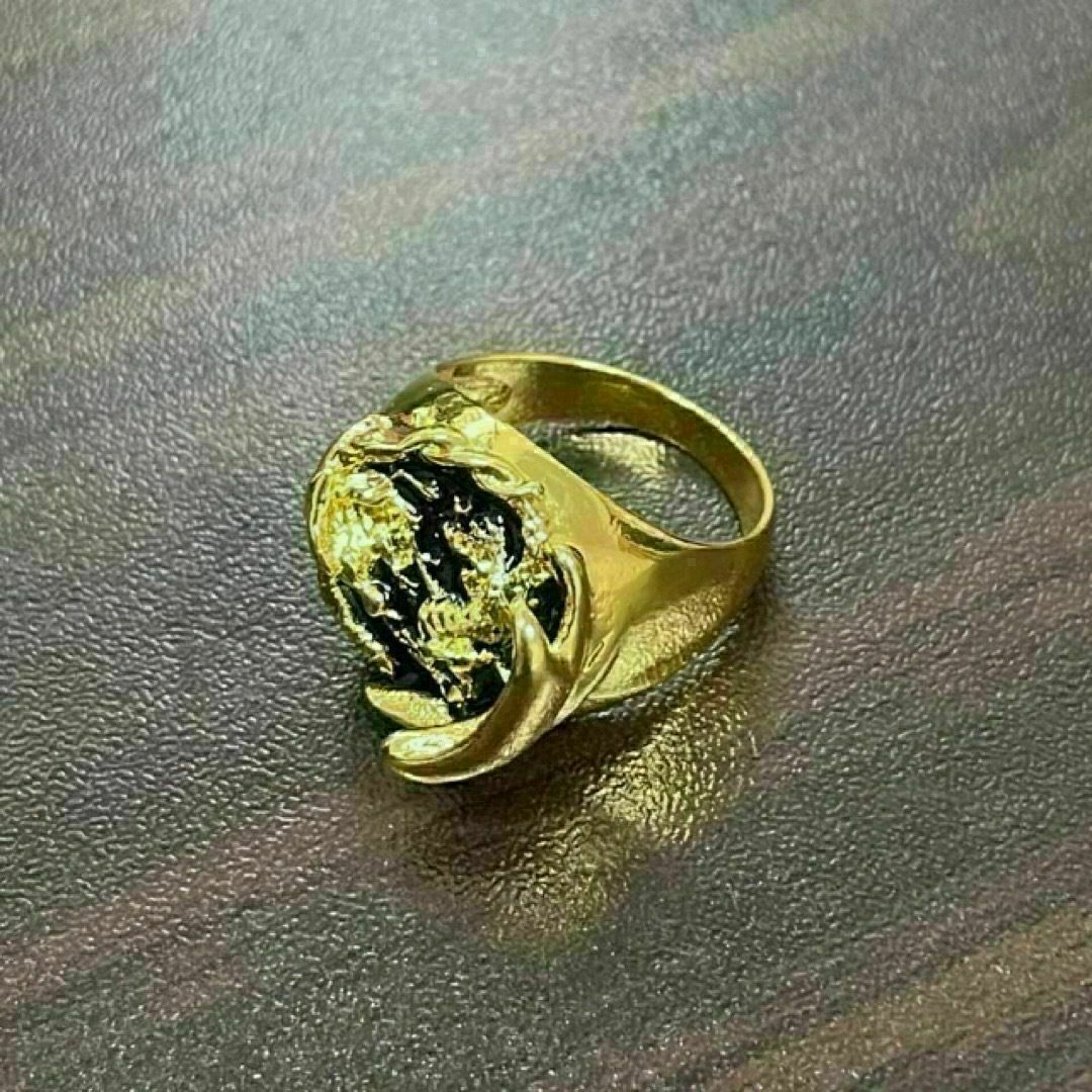 【A085】リング　メンズ　指輪　ゴールド　ドラゴン　龍　竜　20号 メンズのアクセサリー(リング(指輪))の商品写真