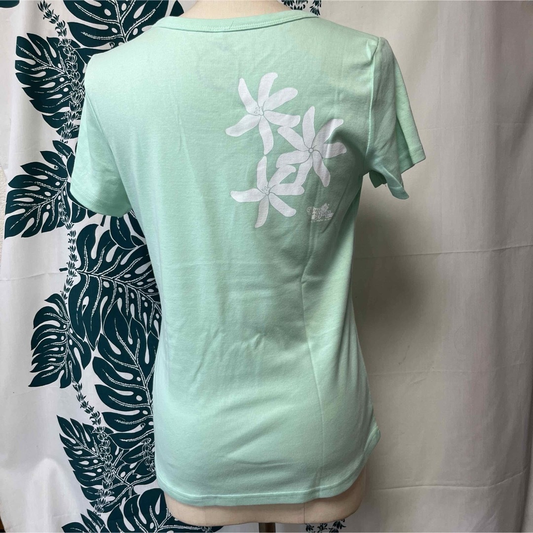 フラダンス半袖Tシャツ　ティアレ　ミントグリーン　LL サイズ　フラレッスンT レディースのトップス(Tシャツ(半袖/袖なし))の商品写真