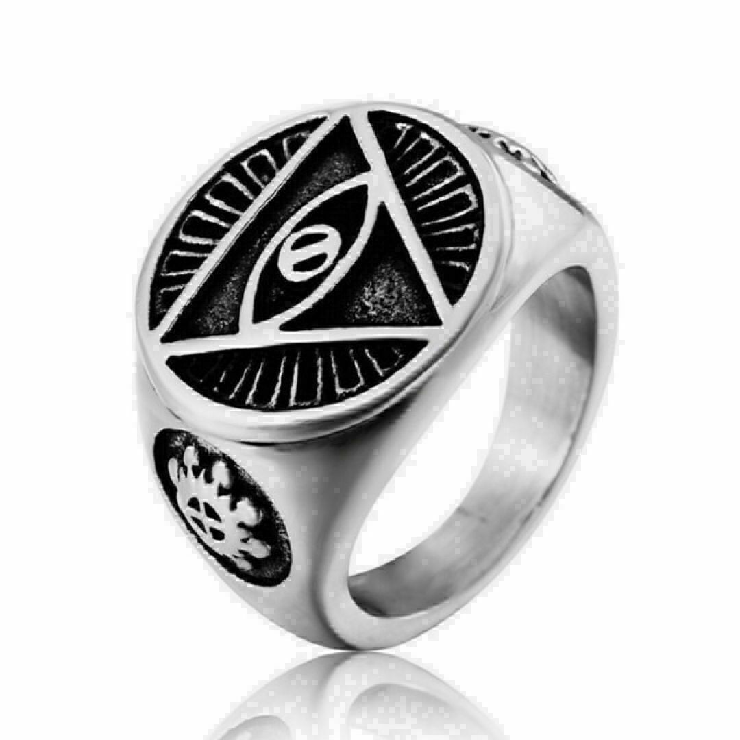 【A107】リング　メンズ　指輪　シルバー　チタン　デビルアイ　20号 メンズのアクセサリー(リング(指輪))の商品写真