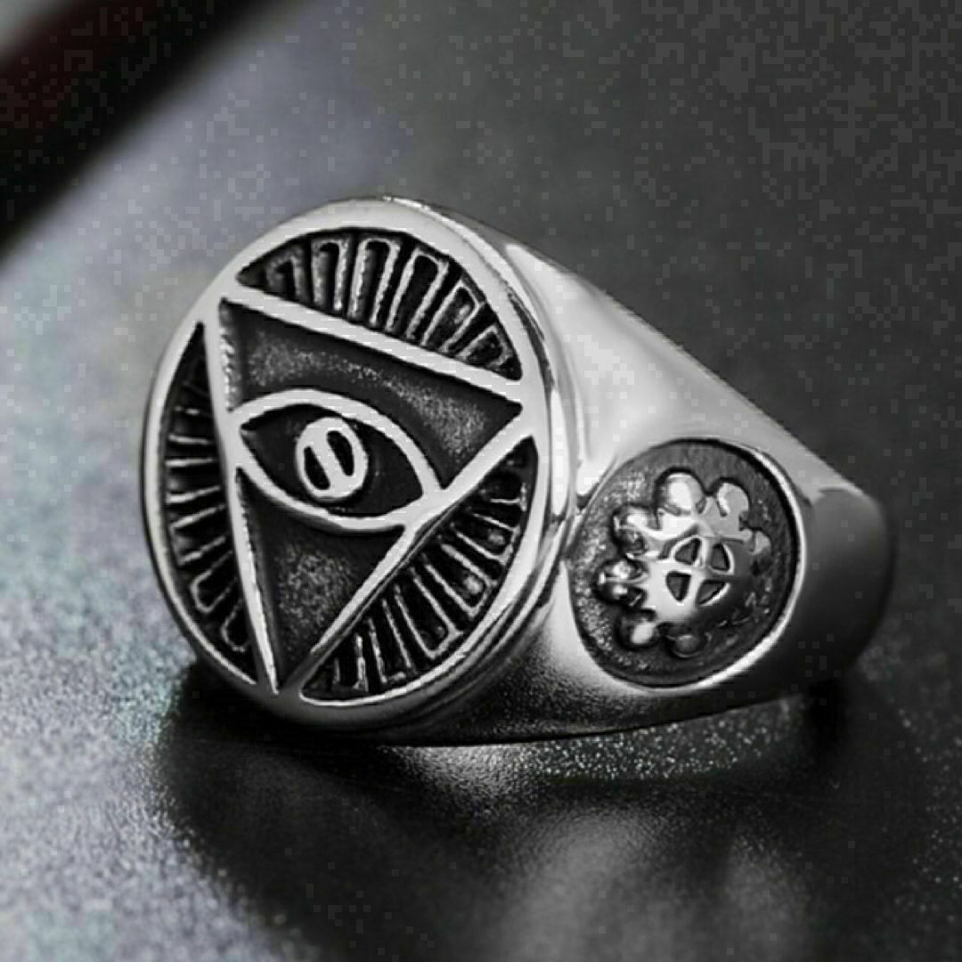 【A107】リング　メンズ　指輪　シルバー　チタン　デビルアイ　20号 メンズのアクセサリー(リング(指輪))の商品写真