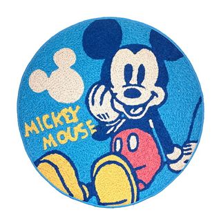 ディズニー(Disney)のディズニー ミッキーマウス ラウンドマット スマイルラウンド インテリア ブルー Disney(フロアマット)