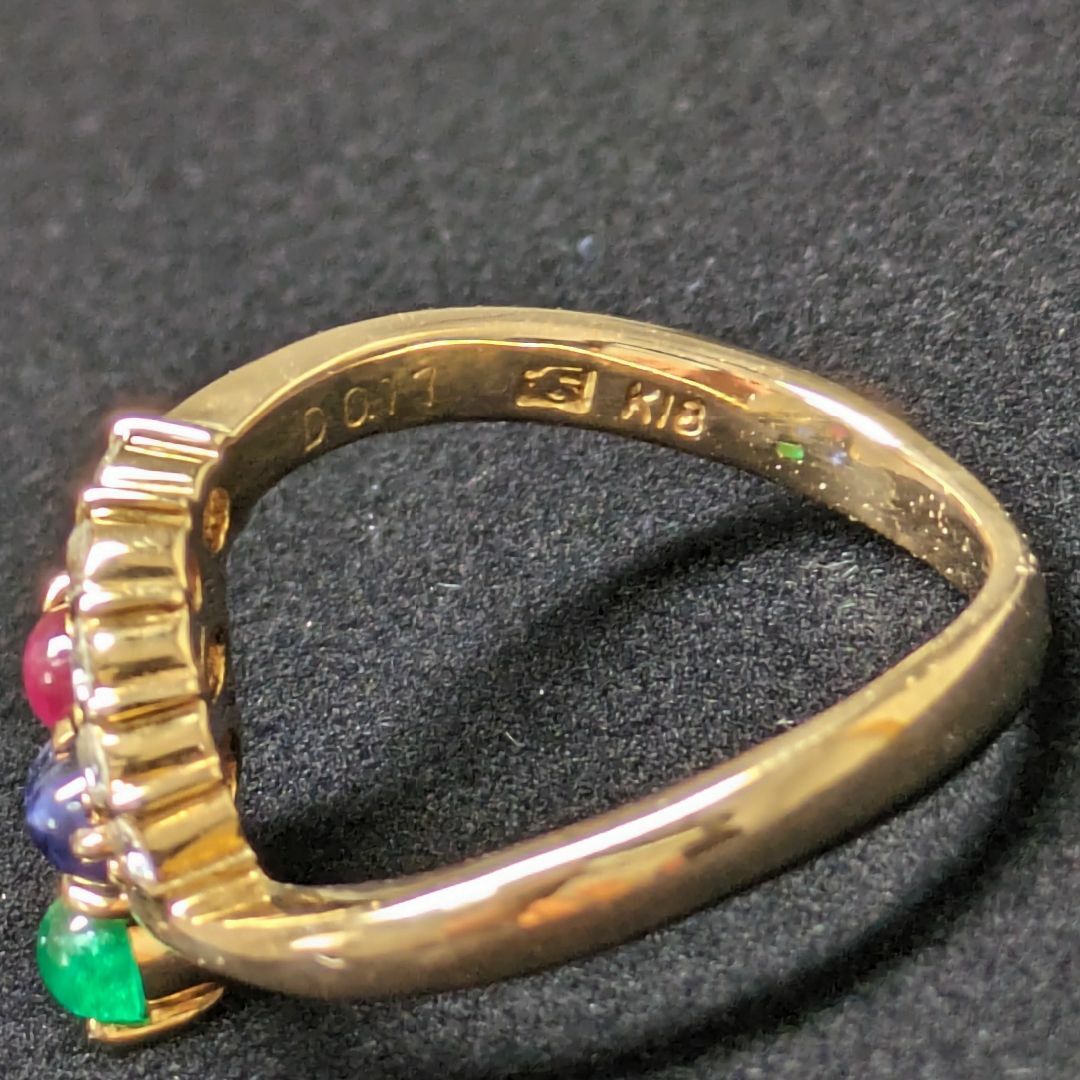 831セイコージュエリー色石ダイヤリングK18YGイエローゴールド0.17ct レディースのアクセサリー(リング(指輪))の商品写真