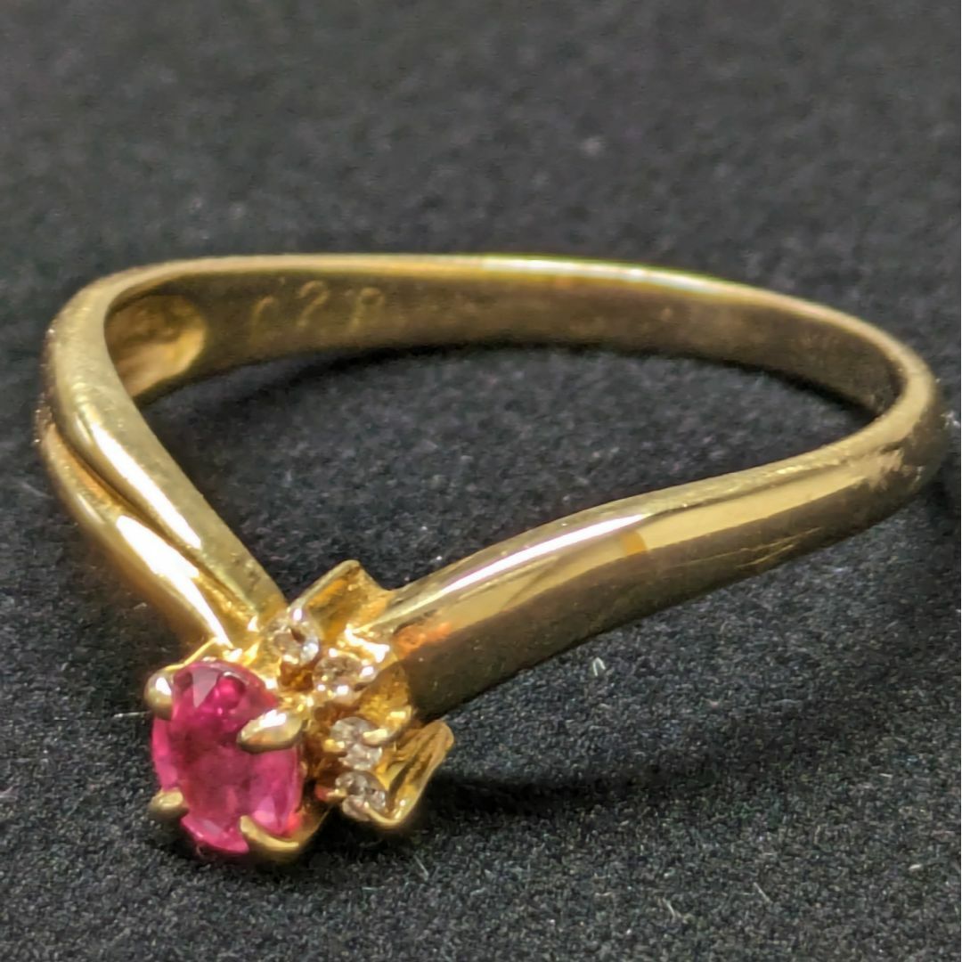 833 ダイヤルビーリングK18YGイエローゴールド0.28ct15号 レディースのアクセサリー(リング(指輪))の商品写真