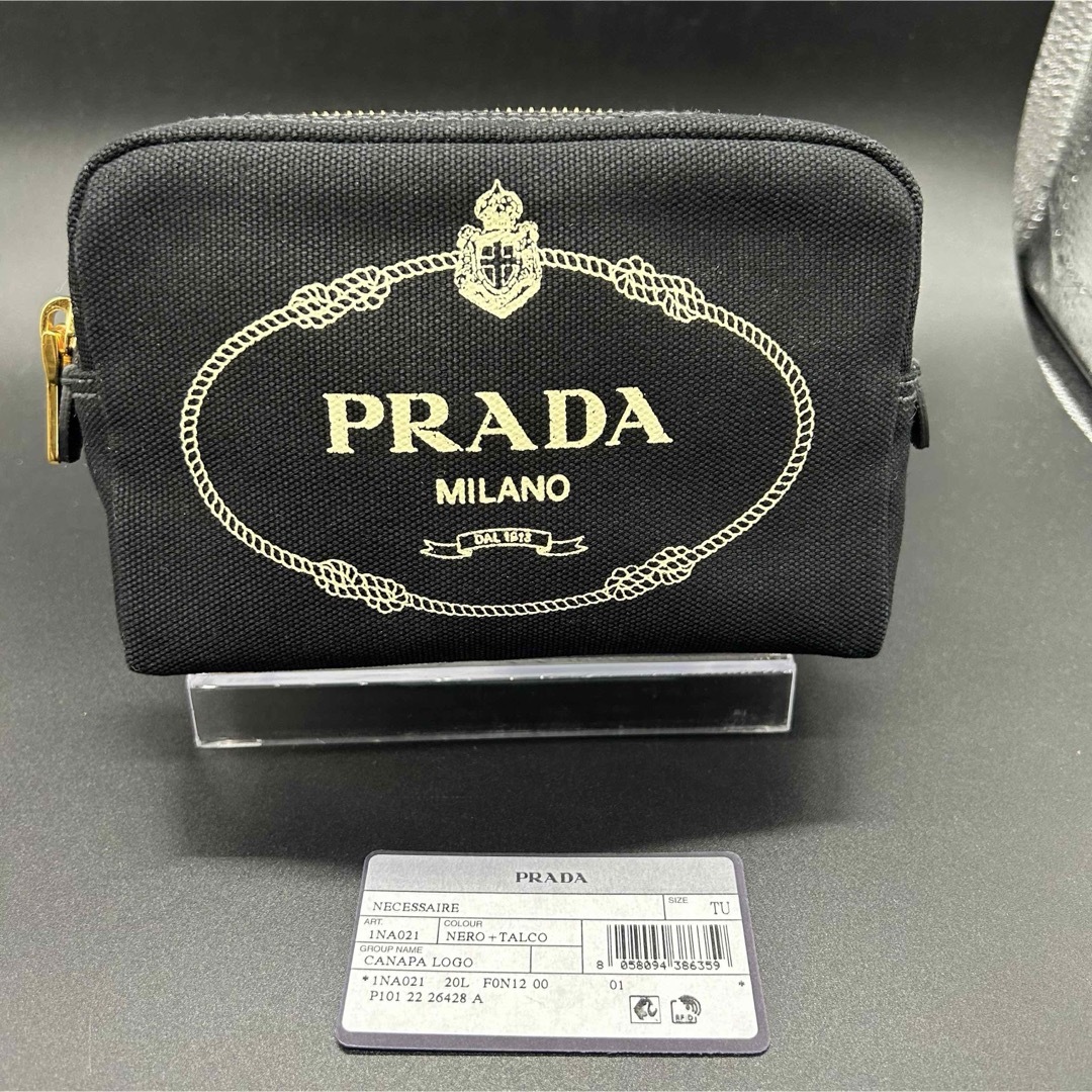 PRADA(プラダ)のPRADA プラダ　カナパ ポーチ 1NA021 キャンバス ブラック　未使用品 レディースのファッション小物(ポーチ)の商品写真