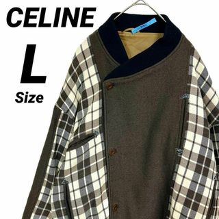 celine - ★L★セリーヌ ヴィンテージ ブルゾン ウールジャケット チェック切替トリオンフ