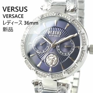 ヴェルサス(VERSUS)のネイビー/シルバー新品レディス腕時計VERSUS VERSACE美しいクリスタル(腕時計(アナログ))