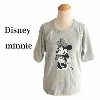 ミニーマウス(ミニーマウス)のディズニーDisneyミニーマウス　スウェットTシャツ　半袖　グレー系　Mサイズ(トレーナー/スウェット)