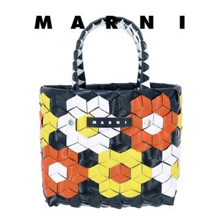 マルニ(Marni)のマルニ バッグ サンフラワー ウーブンバッグ ブラック ミニバッグ 編み込み(トートバッグ)