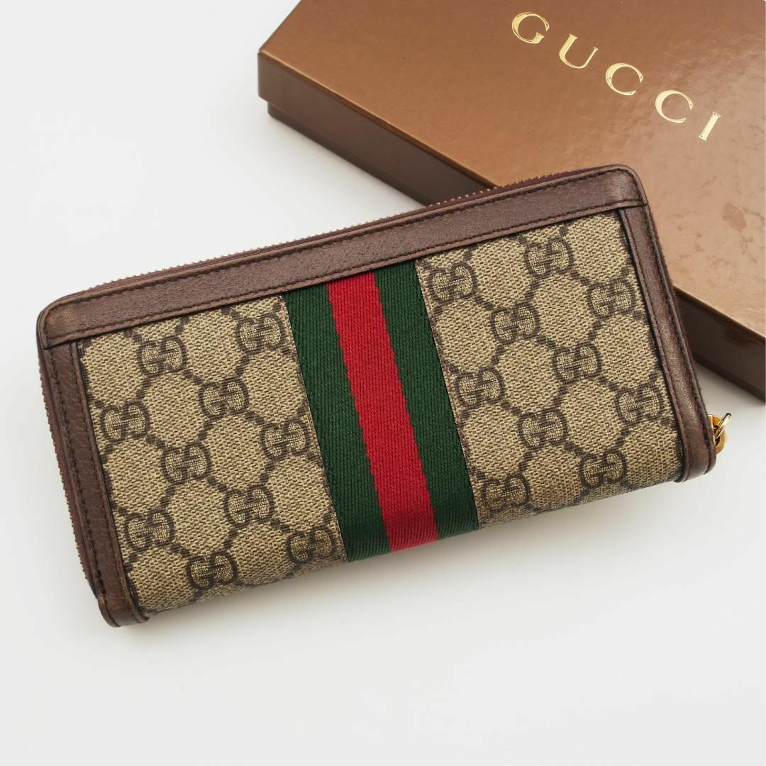 Gucci(グッチ)のグッチ オフィディア GG ジップアラウンドウォレット キャンバス×カーフスキン レディースのファッション小物(財布)の商品写真