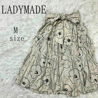 レディメイド(LADY MADE)のLADYMADE レディメイド ウエストリボン花柄フレアスカート(ひざ丈スカート)