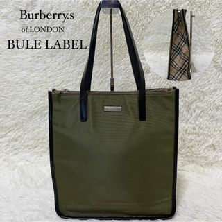 バーバリー(BURBERRY)の【希少】バーバリーズ ブルーレーベル トートバッグ ノバチェック A4 オリーブ(トートバッグ)