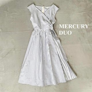 マーキュリーデュオ(MERCURYDUO)のマーキュリーデュオ　ワンピース　ストライプ　プリーツ　レイヤード　カシュクール(ひざ丈ワンピース)