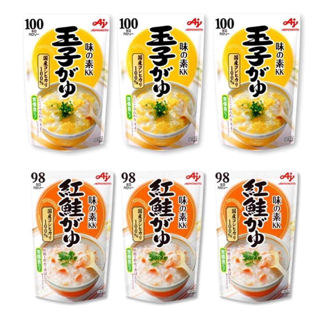 味の素KK おかゆ　玉子がゆ(250g) x3　鮭がゆ(250g) x3 食品/飲料/酒の加工食品(レトルト食品)の商品写真