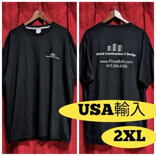 アメリカ古着 ワンポイント 企業ロゴ Tシャツ 黒 2XL 大きいサイズ 半袖(Tシャツ/カットソー(半袖/袖なし))