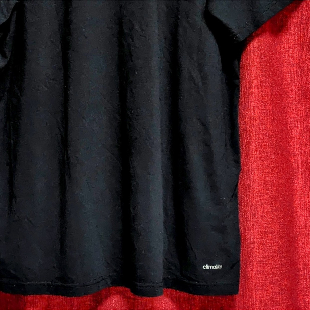 adidas(アディダス)のUS古着 adidas アディダス ロゴ Tシャツ 黒 大きいサイズ 半袖 速乾 メンズのトップス(Tシャツ/カットソー(半袖/袖なし))の商品写真