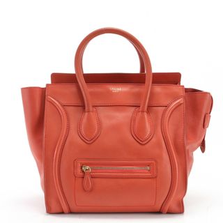 セリーヌ(celine)の美品 セリーヌ ラゲージ ミニ ショッパー レザー トート バッグ ショルダー ハンド レッド A4 レディース EEM V26-8(トートバッグ)