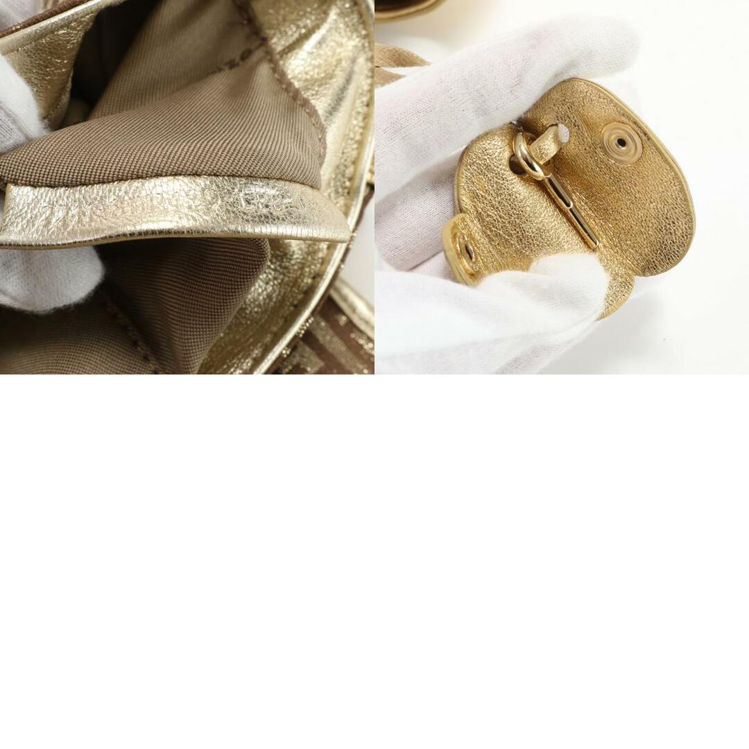 FENDI - 美品 フェンディ ズッキーノ FF 520506 レザー ゴールド FENDI - 美品 フェンディ ズッキーノ FF 520506 レザー ゴールド