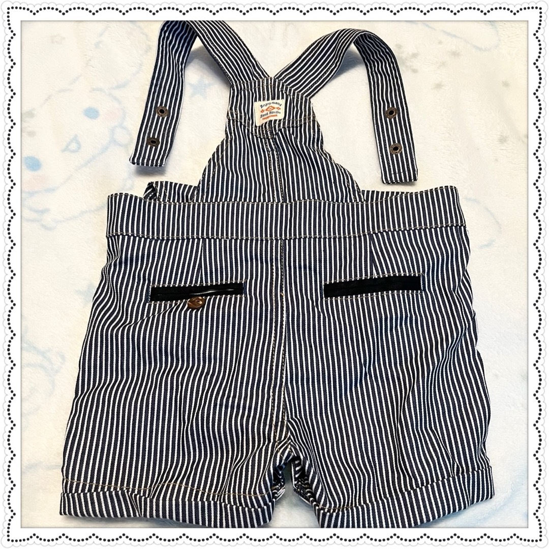 赤ちゃん サロペット オーバーオール ストライプ キッズ/ベビー/マタニティのベビー服(~85cm)(カバーオール)の商品写真