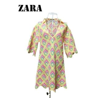 ザラ(ZARA)の✨ZARA★かぎ針編み★ニット★ミニワンピース★チュニック★sizeM(ミニワンピース)