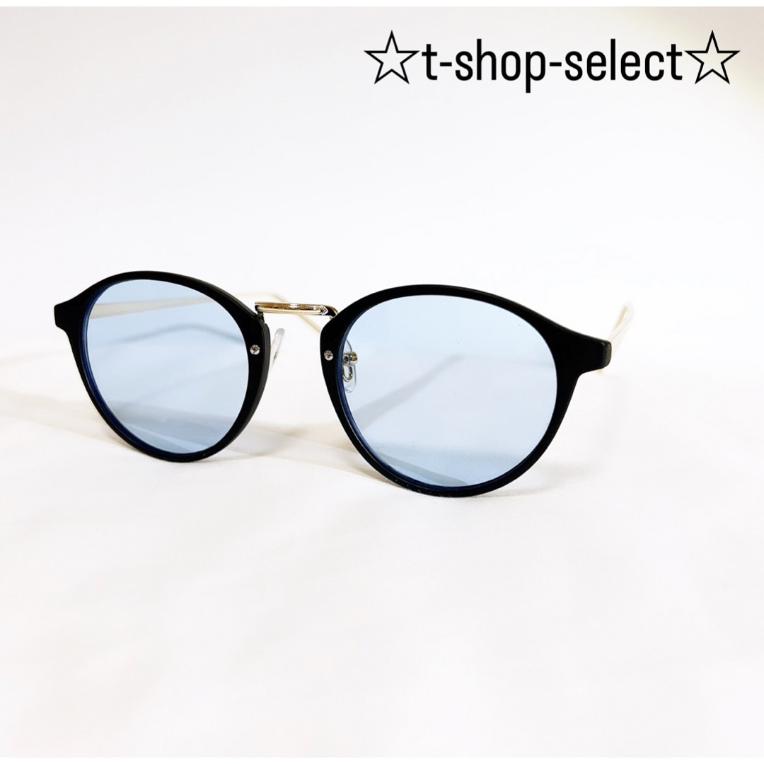 『新品』ゴールド ブルー ボストン サングラス メンズ レディース ライトブルー メンズのファッション小物(サングラス/メガネ)の商品写真