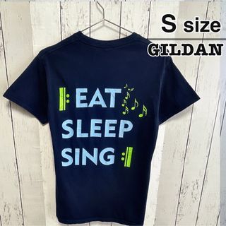 ギルタン(GILDAN)のUSA古着　GILDAN　Tシャツ　S　ネイビー　プリント　ロゴ　音符　コットン(Tシャツ/カットソー(半袖/袖なし))