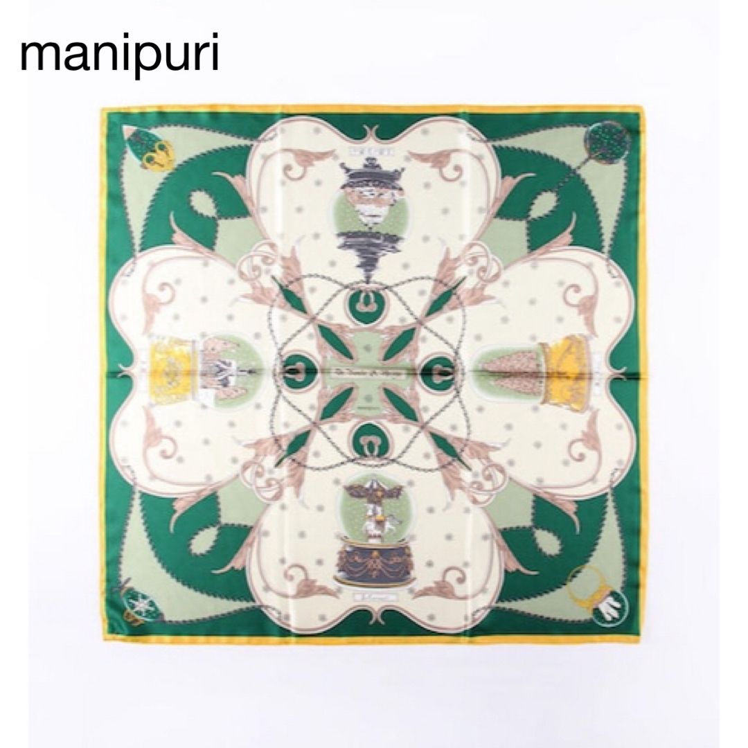 manipuri(マニプリ)の美品♡manipuri スノードームモチーフ 大判スカーフ　シルク100% レディースのファッション小物(バンダナ/スカーフ)の商品写真