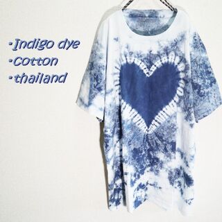【新品】インディゴ染　ビッグハート　Tシャツ　2XL(Tシャツ/カットソー(半袖/袖なし))
