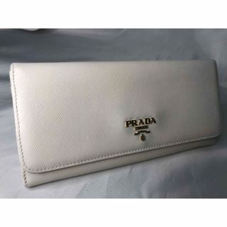 プラダ(PRADA)の美品　PRADA プラダ 長財布 ダブルホック　オフホワイト(財布)